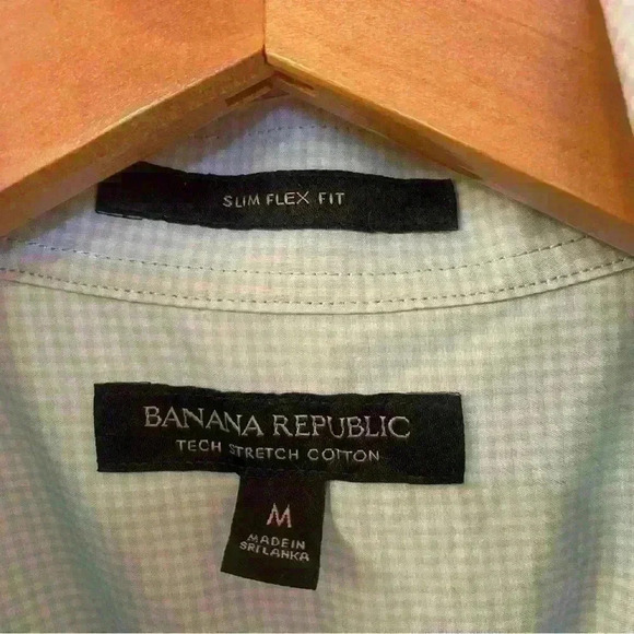 Banana Republic Men’s Slim Flex Fit Gingham Button down Size M - Picture 4 of 7